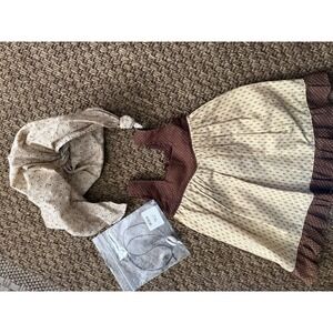 On the trail made for American Doll Brown Polka Dot Pinafore Dress